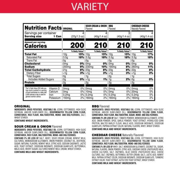 Pringles Variety Pack Potato Crisps Chips. 20.6 oz. 15 Count