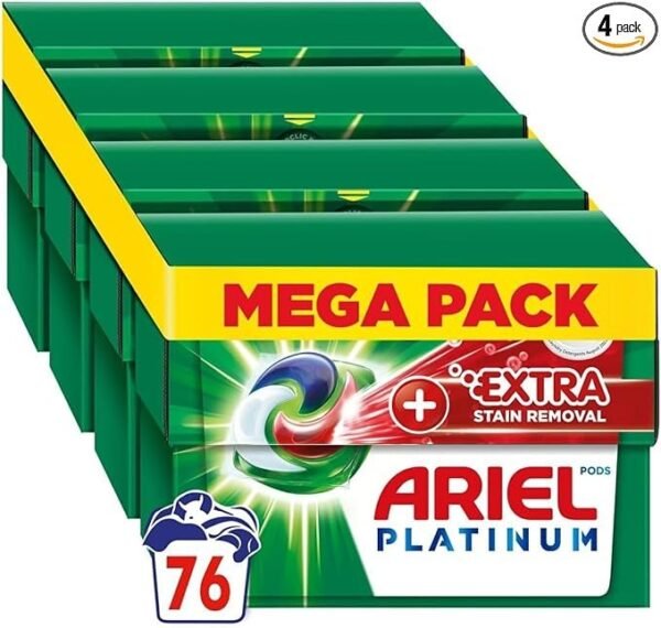 Ariel All-in-1 PODS Laundry Detergent Washing Liquid Tablets/Capsules, 76 Washes (4x19), Stain Remover For Clothes & Deep Down Clean