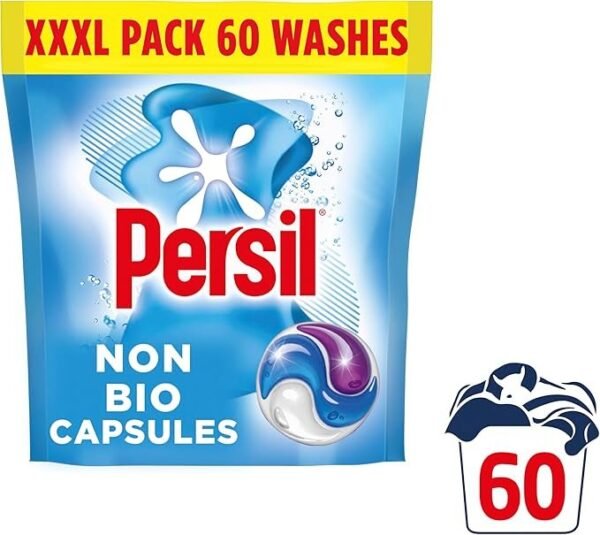 Persil Non Bio 3 in 1 Washing Capsules laundry capsules gentle next to sensitive skin for outstanding stain removal in quick & cold washes 60 washes