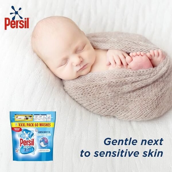 Persil Non Bio 3 in 1 Washing Capsules laundry capsules gentle next to sensitive skin for outstanding stain removal in quick & cold washes 60 washes